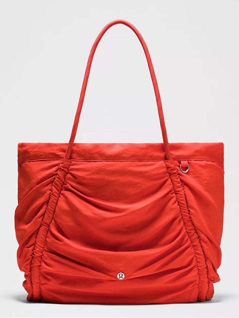 Lululemon Athletica Red Ruched Everyday Tote Bag
